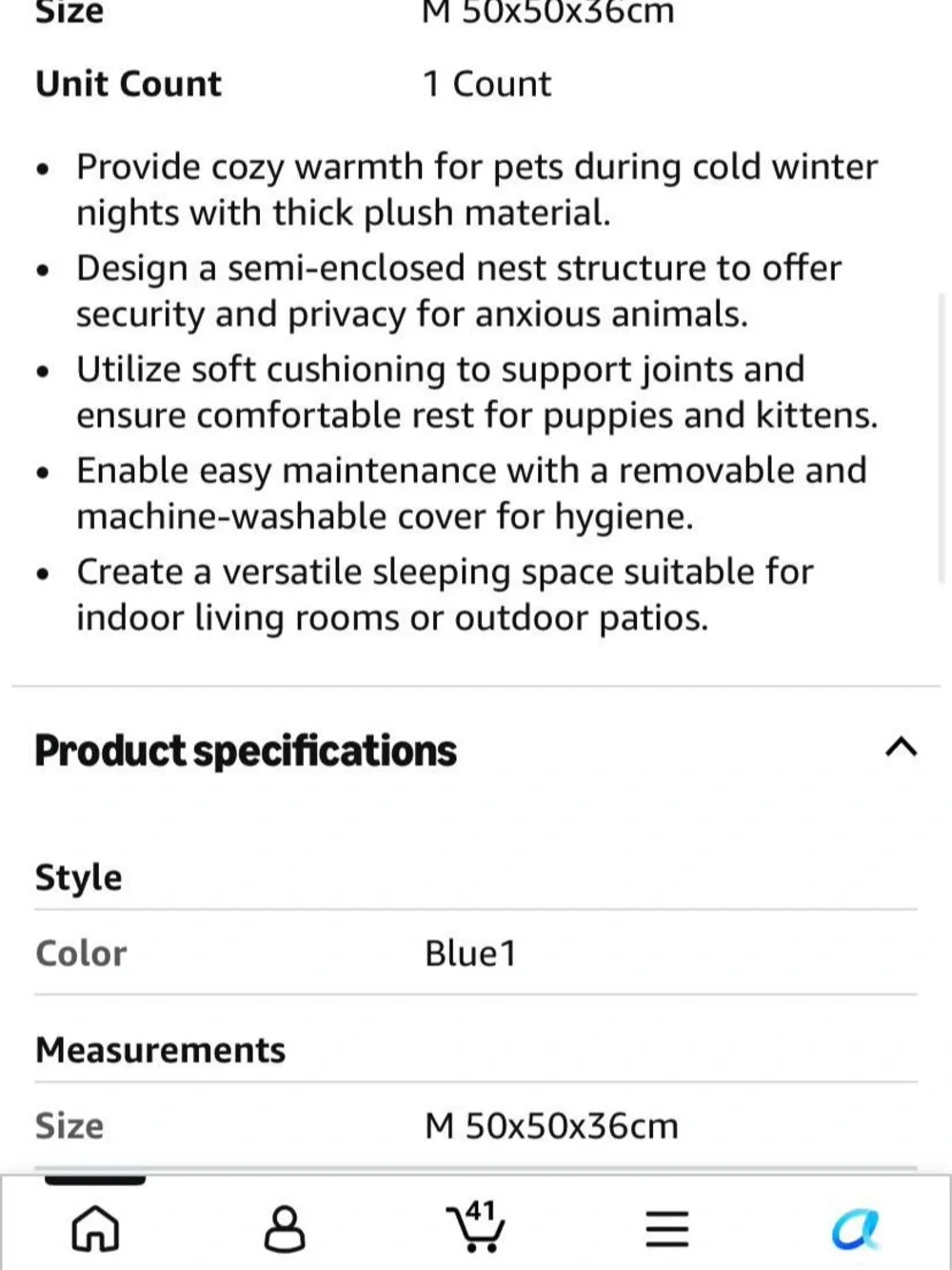 HOOPET Plush Cat Cave Bed Blue Gray Cozy Hooded Nest Small Dog